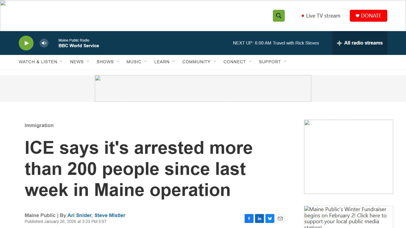 ICE says it's arrested more than 200 people since last week in Maine operation Maine Public